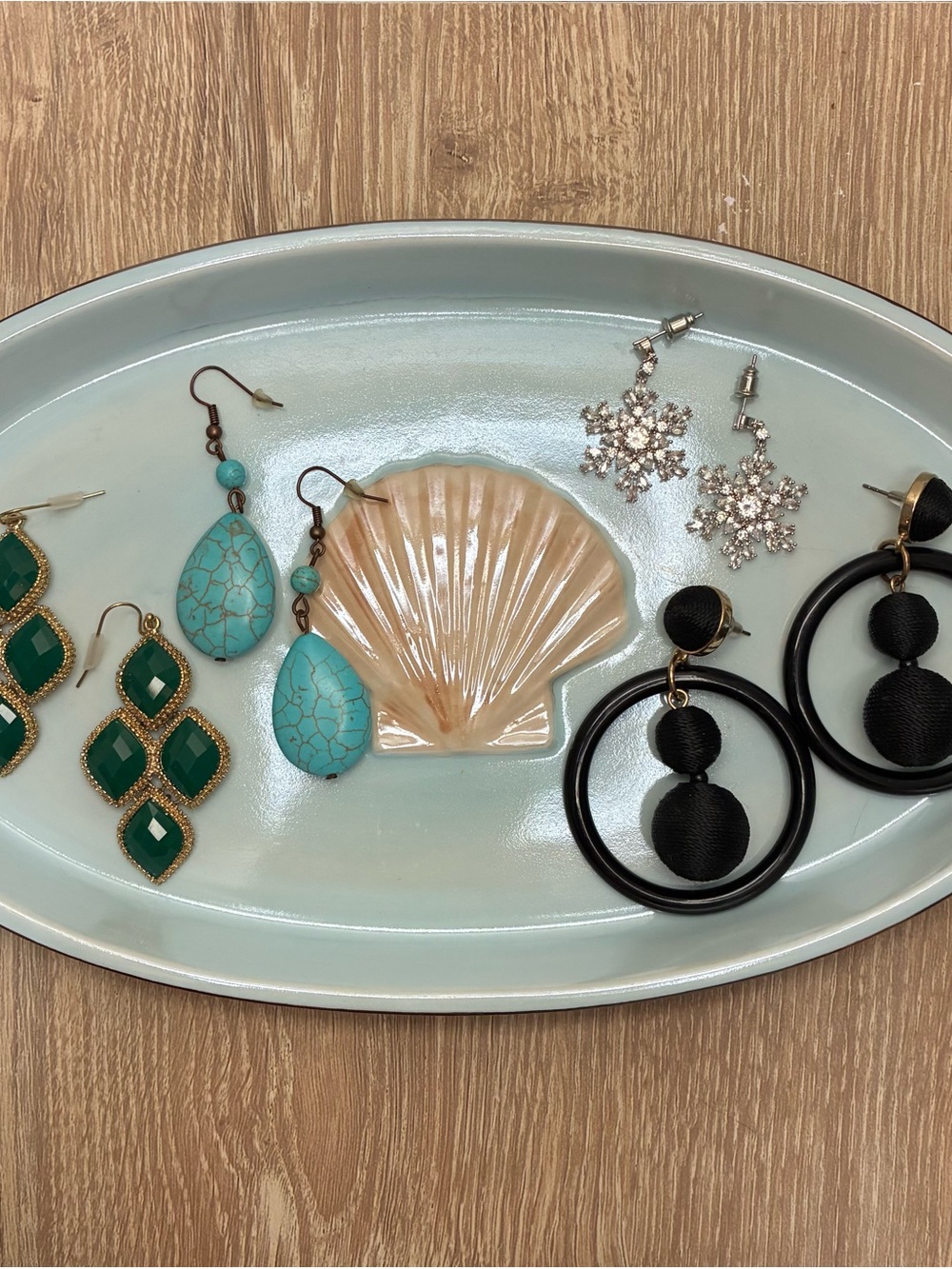 Assorted Women's Satement Earring Set - Turquoise, Green, Black, Silver